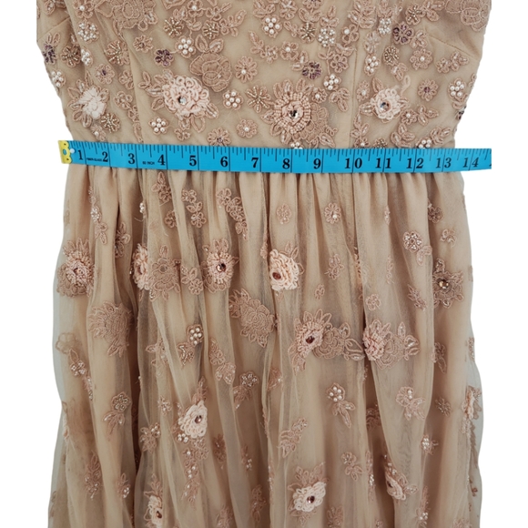 BHLDN Embroidered Beaded Gown Size 4 Dusty Rose Convertible Adjustable Straps - Picture 8 of 14